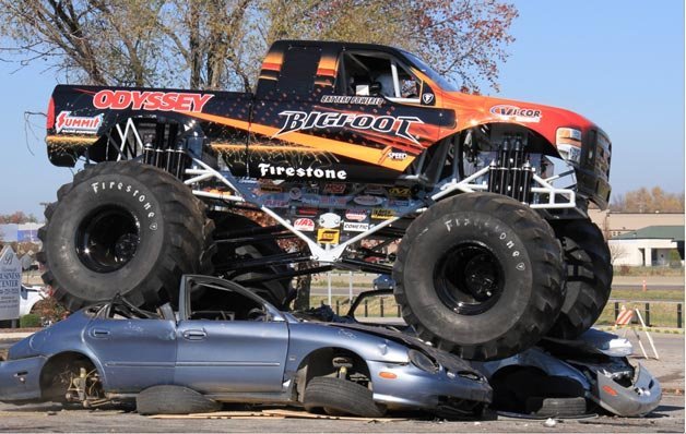 Watch the World's First All-Electric Monster Truck Quietly Crush Some Cars