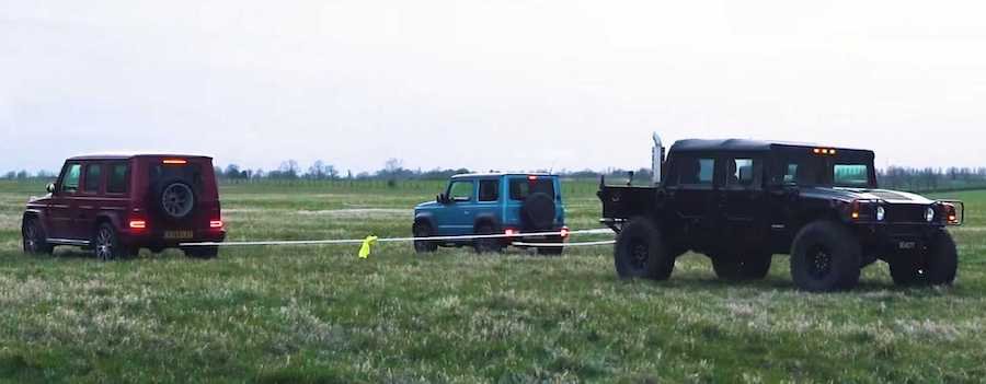 Watch: Hummer H1 Takes On AMG G63, Jimny, And L200 In Tug Of War