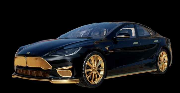 Tesla Model S (2021) : Du Tuning Russe En Or 24 Carats Signé Caviar