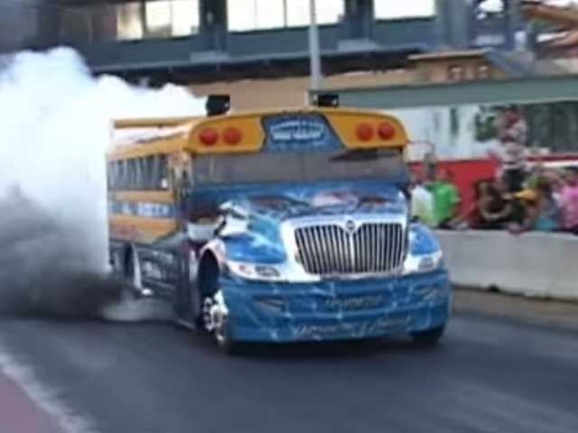 School Bus VS Big Rig Drag Race, Faster Than Most Production Cars In The Quarter Mile