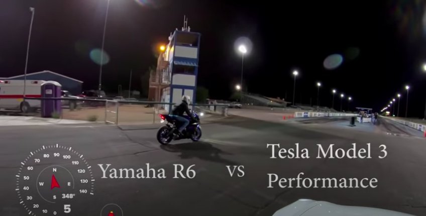 Watch Tesla Model 3 Performance Blow Away This Yamaha R6 Motorcycle