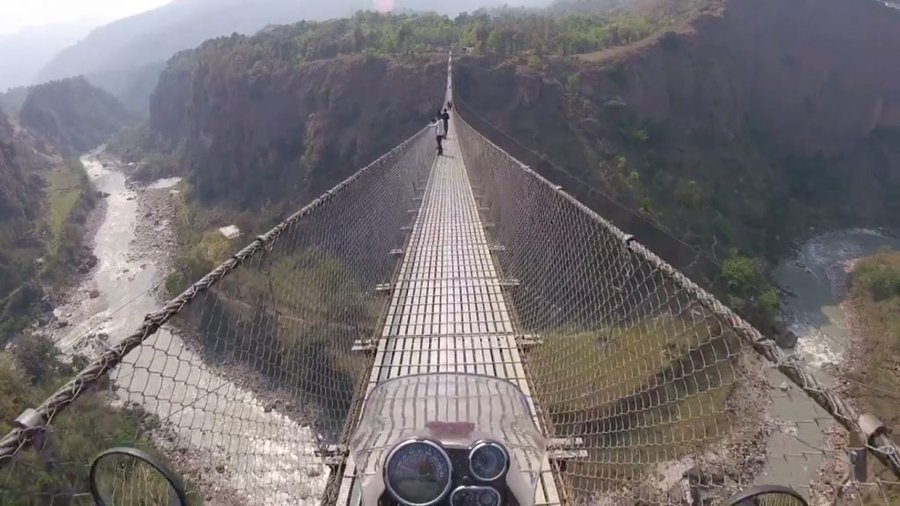 Royal Enfield Himalayan crossed Nepal’s tallest suspension bridge