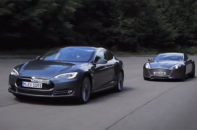 Tesla Model S Squares Off Against Aston Martin Rapide S