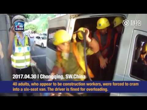 Cops stop van stuffed with 40 construction workers