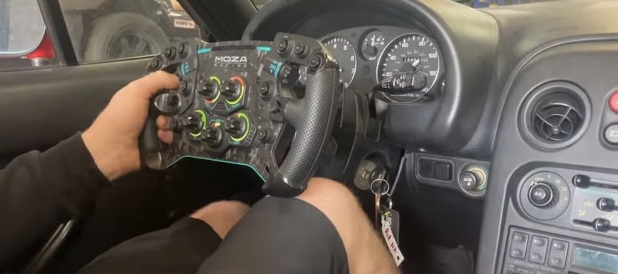 Mazda Miata With An F1 Sim Rig Steering Wheel