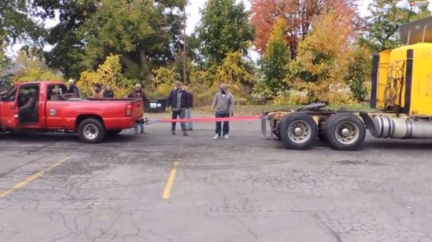 Chevy Silverado Takes on Big Rig in Tug-of-War Battle