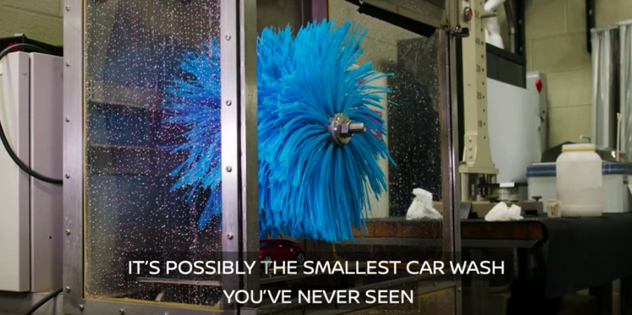 Tiny carwash used for somehow-serious purpose of testing Nissan paint