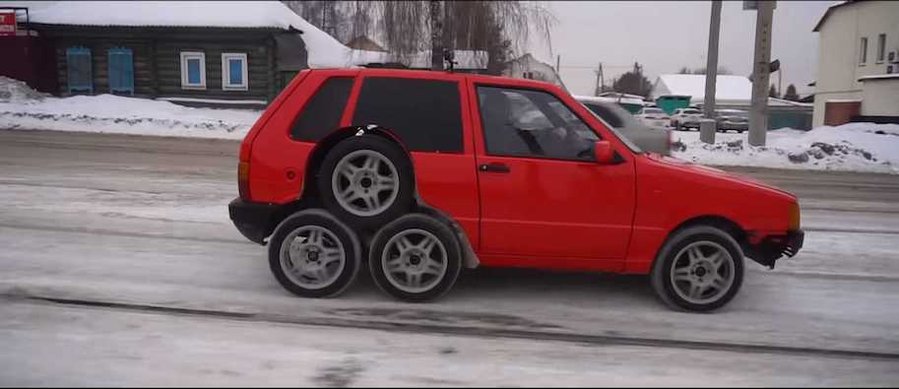 Fiat Uno Gets Crazy Eight-Wheel Conversion Because More Is Better
