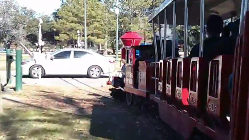 Tiny Train Collides with Actual Car to Surprising Effect
