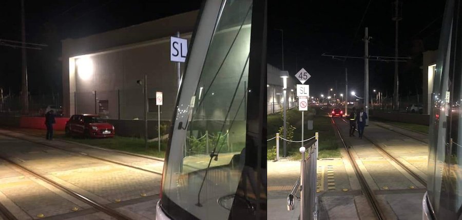 Phoenix : Une voiture termine sa course sur les rails du Metro Express en début de soirée, ce mardi