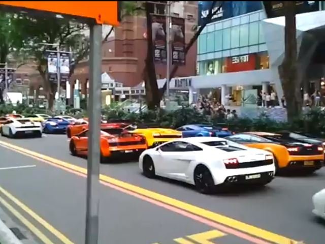 Exotic Traffic Jam of Lambo Proportions in Singapore