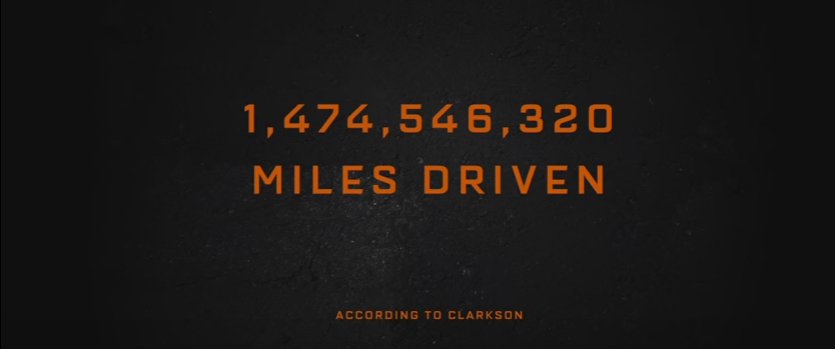 The Grand Tour demolished 27 cars and drove over 1.4 billion miles