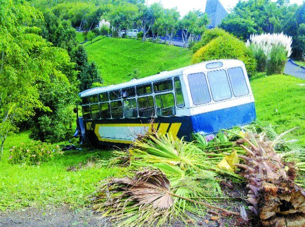 The crashed bus examined by the FSL