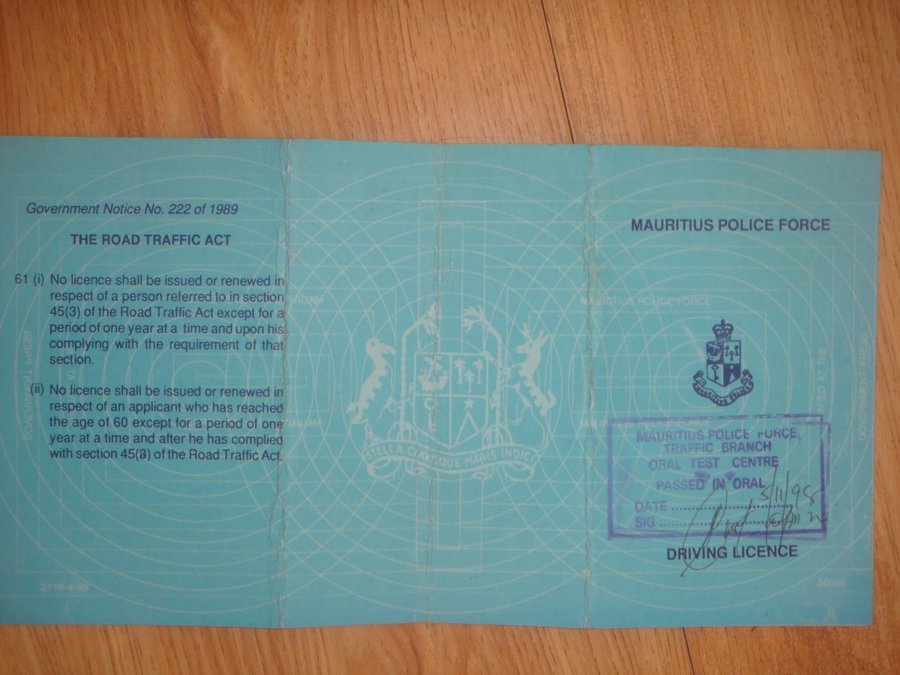 Illustration - Driving License, Mauritius