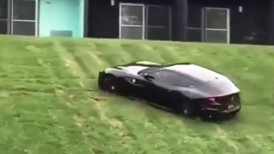 Watch Ferrari FF Driver Have Some Fun Sliding On Grass