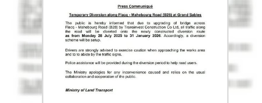 Travaux de réhabilitation du pont : Circulation déviée jusqu’au 31 janvier 2026