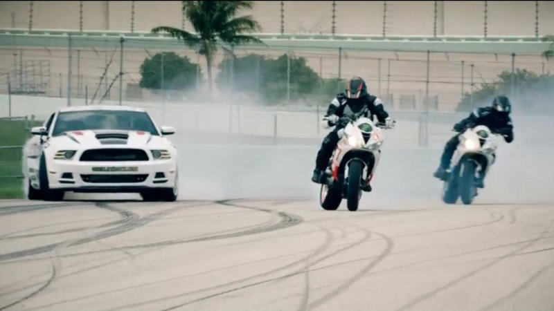 Motorcycles and Cars Star in Strangest Drift Battle Ever