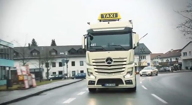 Mercedes-Benz Actros Semi fitted for Taxi Duty, Picks up Humorous Fares