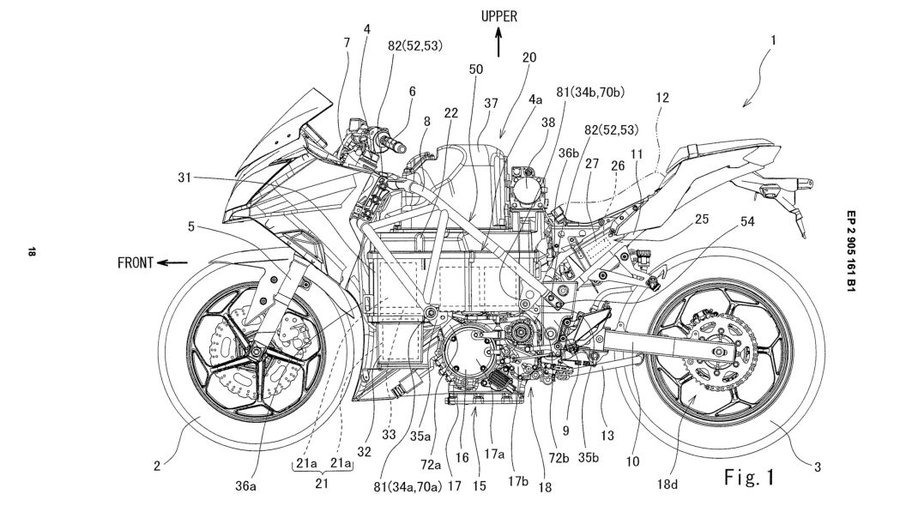Patents imagine Kawasaki Ninja with swappable batteries