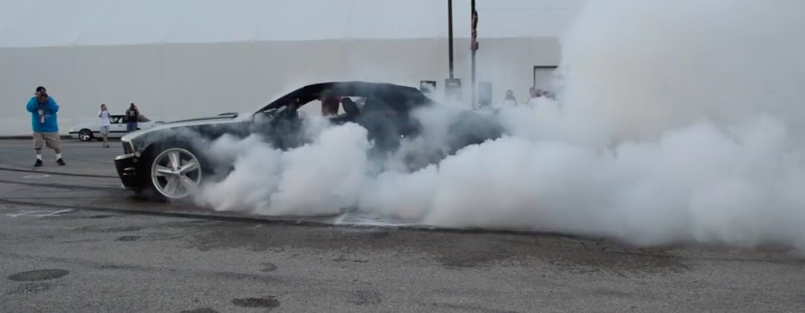 Watch This Ford Mustang's Epic Burnout Erupt Into A Fireball
