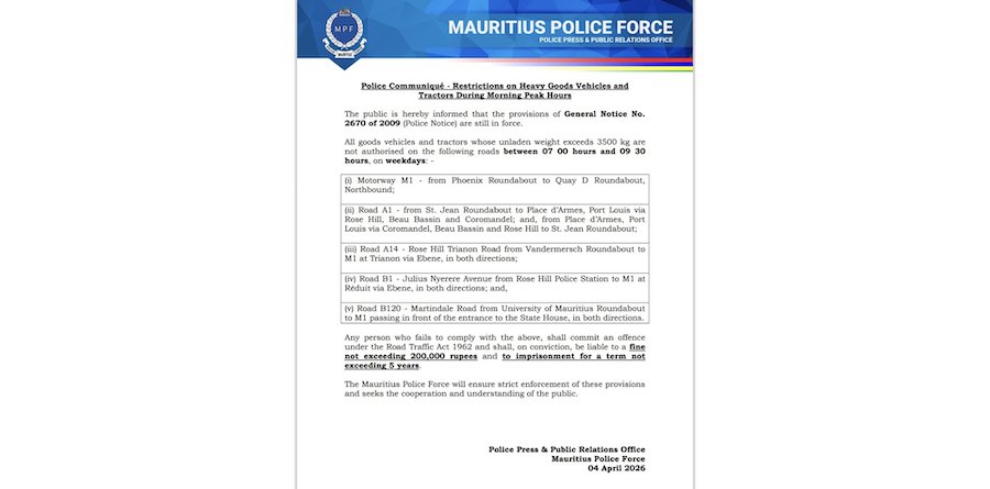 Rappel des restrictions pour les poids lourds aux heures de pointe