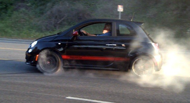 Jay Leno Burns Rubber in a Fiat 500 Abarth