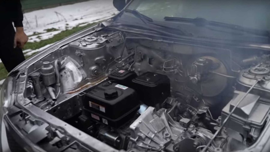 Crazy Guys Swap Lawnmower Engine Into Mazda Protege