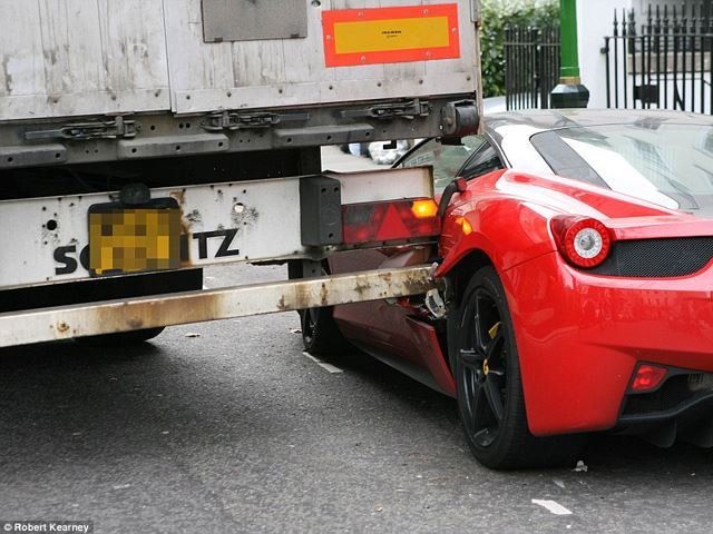 Ferrari 458 Crashed by London Truck