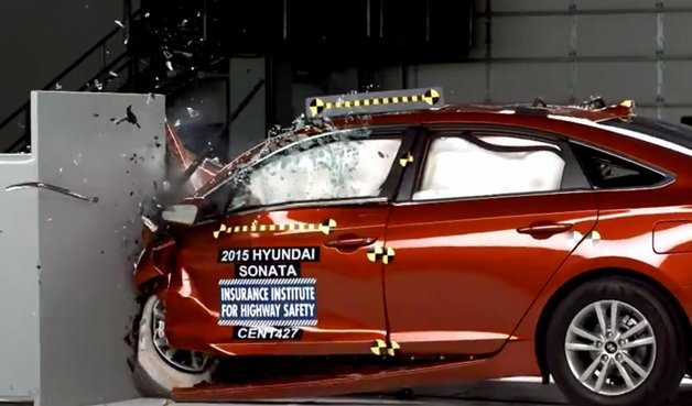 Watch the 2015 Hyundai Sonata Crash Its Way to an IIHS Top Safety Pick