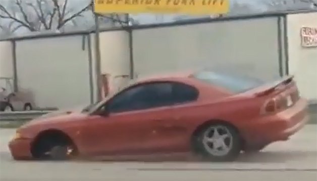 Mustang Driver Proves Wheels Are Overrated