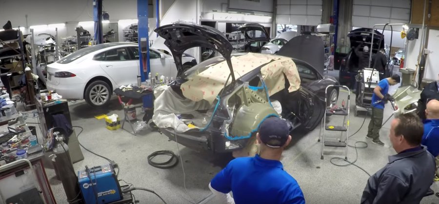 Watch Time-Lapse Video Of Tesla Model 3 Body Repair