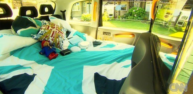 Cabbie Converts London Taxi into Olympic Hotel