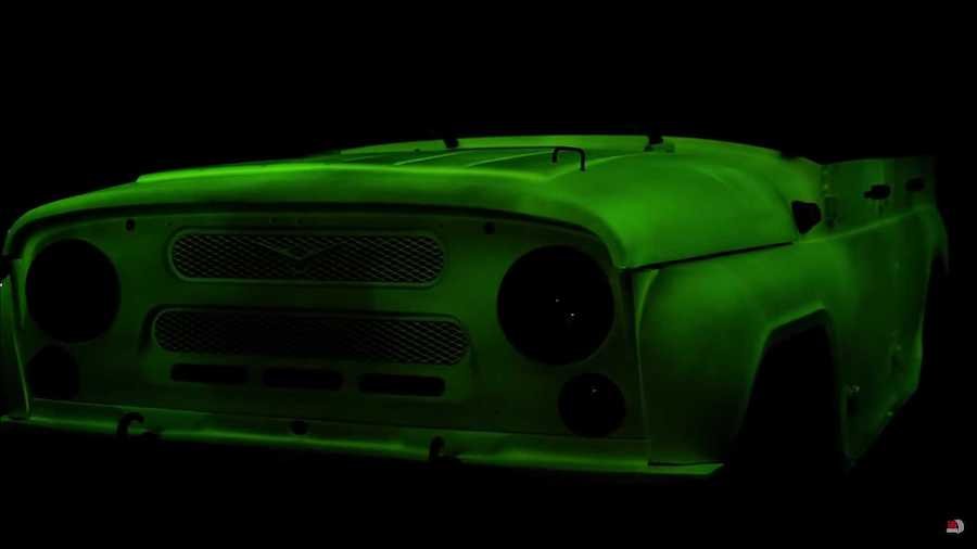 Russian UAZ Truck With Glow In The Dark Paint Looks Surreal