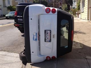 Someone is Flipping Over Smart Cars in San Francisco