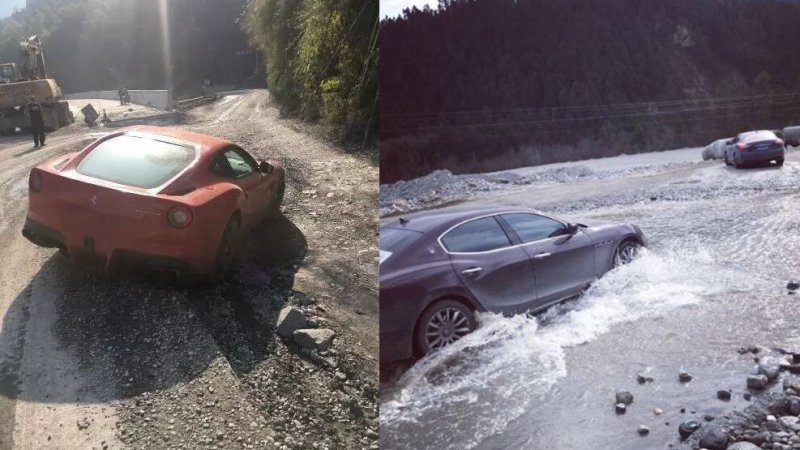 Ferrari, Maseratis Trashed In Chinese Off-Road Adventure