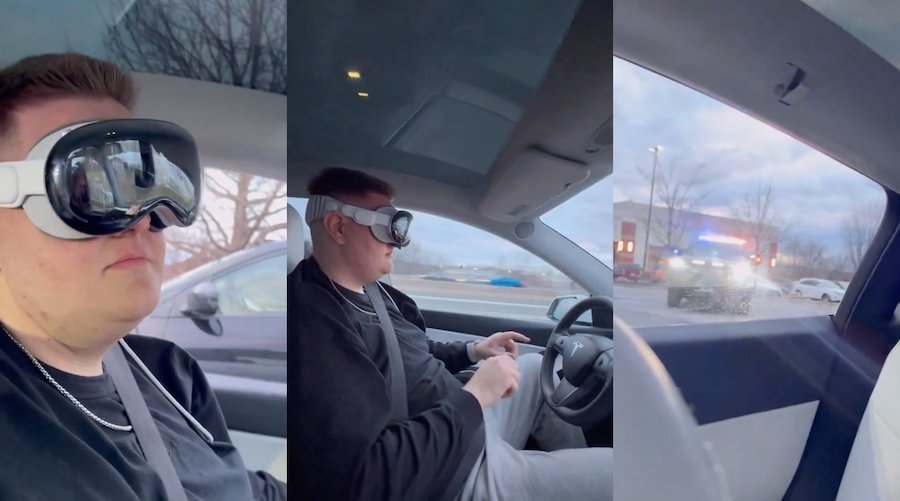 Tesla owner arrested in video wearing an Apple Vision Pro behind the wheel