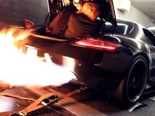 Watch This Mercedes SLS Spit a Fireball