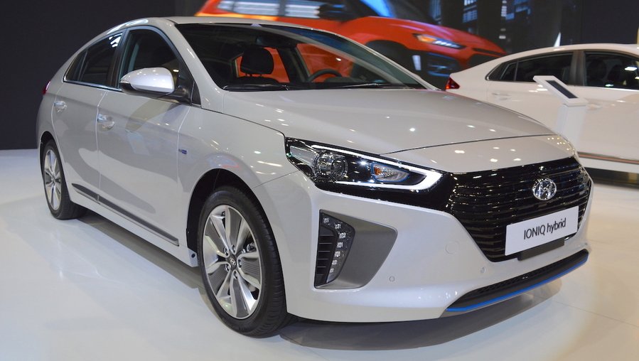 Hyundai Ioniq hybrid showcased at the 2017 Dubai Motor Show