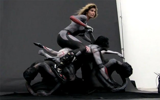 How To Build A Motorcycle Using Naked Human Models And Body Paint