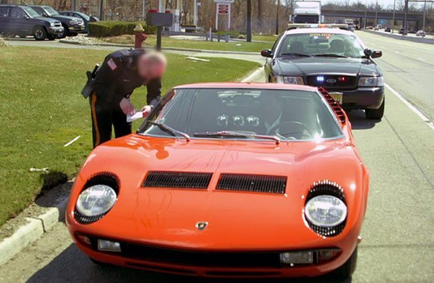 Seinfeld and Chris Rock laugh it up in a Lamborghini Miura