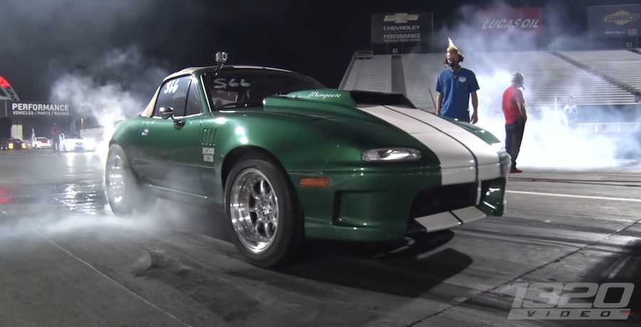 This Mental Monster Miata With V8 Power Conquers All At Drag Strip