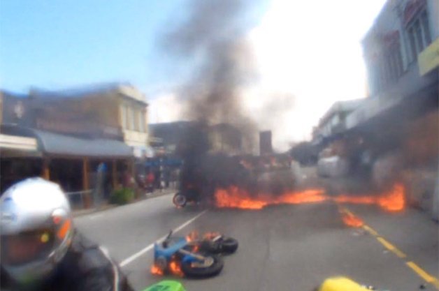 New Zealand Motorcycle Race Nearly Sets Town Ablaze 