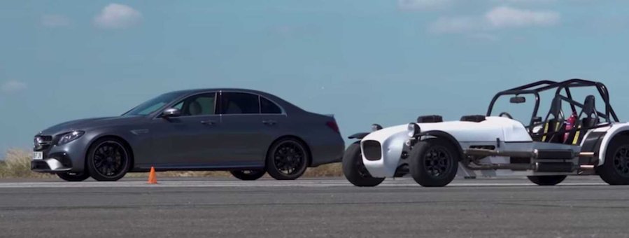 AMG E63 S Drag Races Track Toy With Two Motorcycle Engines