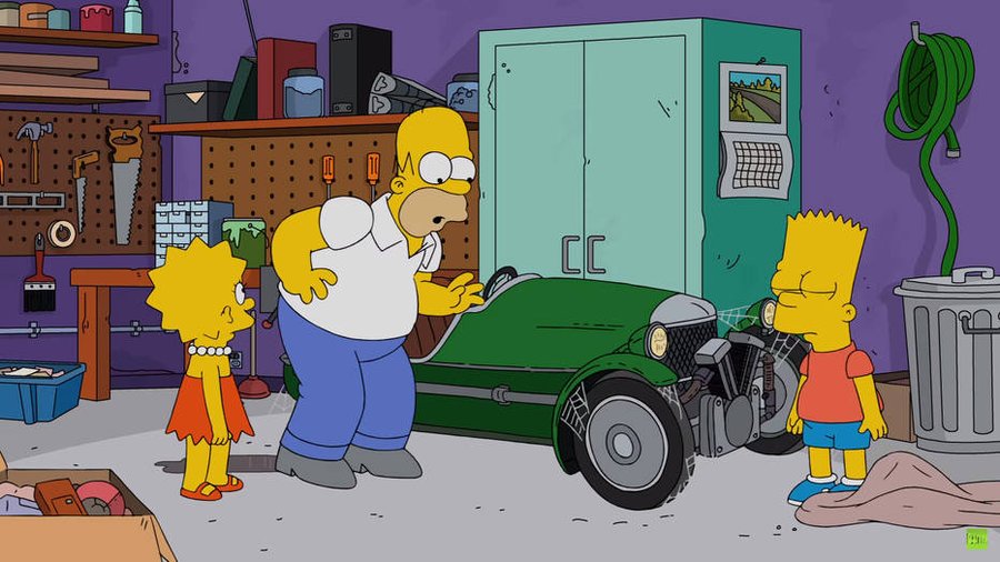 Jay Leno On The Simpsons In A Morgan 3 Wheeler And A Citroen