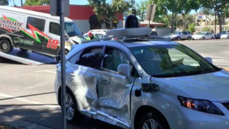 Google self-driving car badly damaged in accident but wasn't at fault