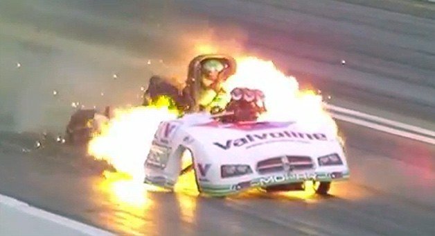 Watch Jack Beckman's NHRA Funny Car Explode, Still Win Race