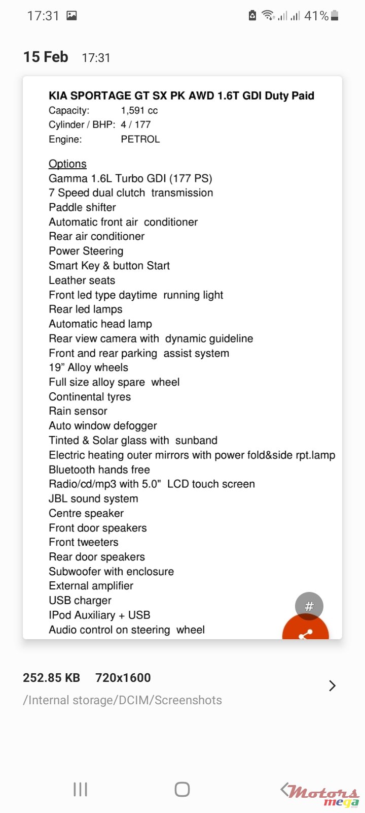 2017' Kia Sportage EX AWD 1.6TDGi 7DCT photo #2