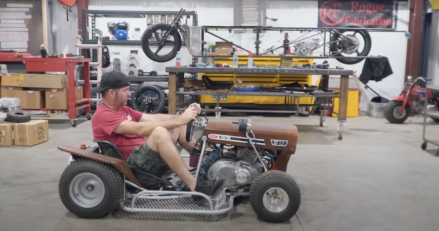 Watch A Suzuki GS450 Racing Mower Take Its First Laps On The VIR Kart Track