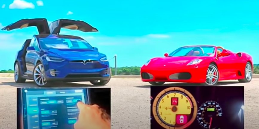 Watch Tesla Model X P90D Crush This Ferrari F430 In 3 Drag Races