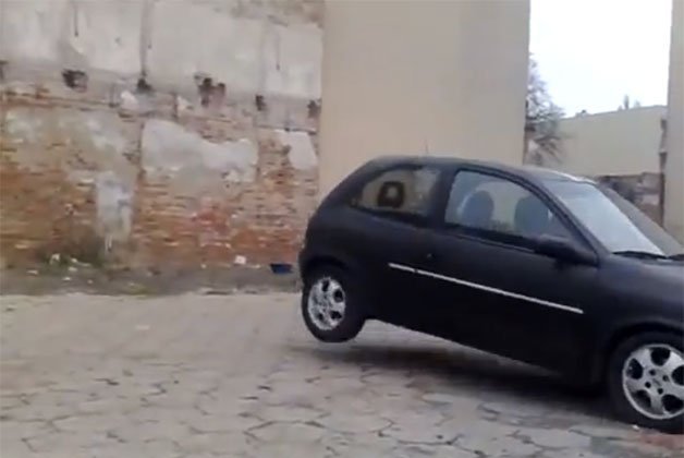 If You Seek Humor, Tear Down This Wall (With an Opel Corsa)